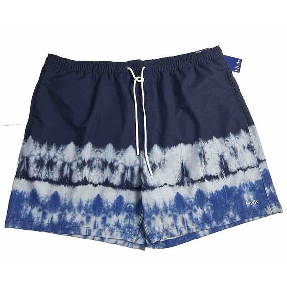 New HUK Pursuit Volley Swim Shorts Men's Size 2XL (XXL) Salt Dye Blue 5.5" Lined